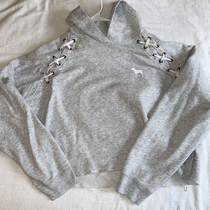 PINK cropped laced sweatshirt